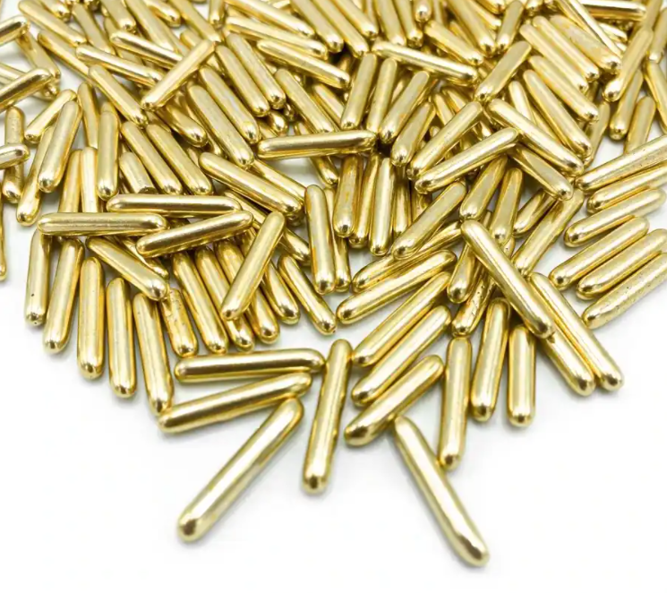 PRE-ORDER: Gold Metallic Rod Sprinkles – Sugar & Crumb Sprinkle Studio